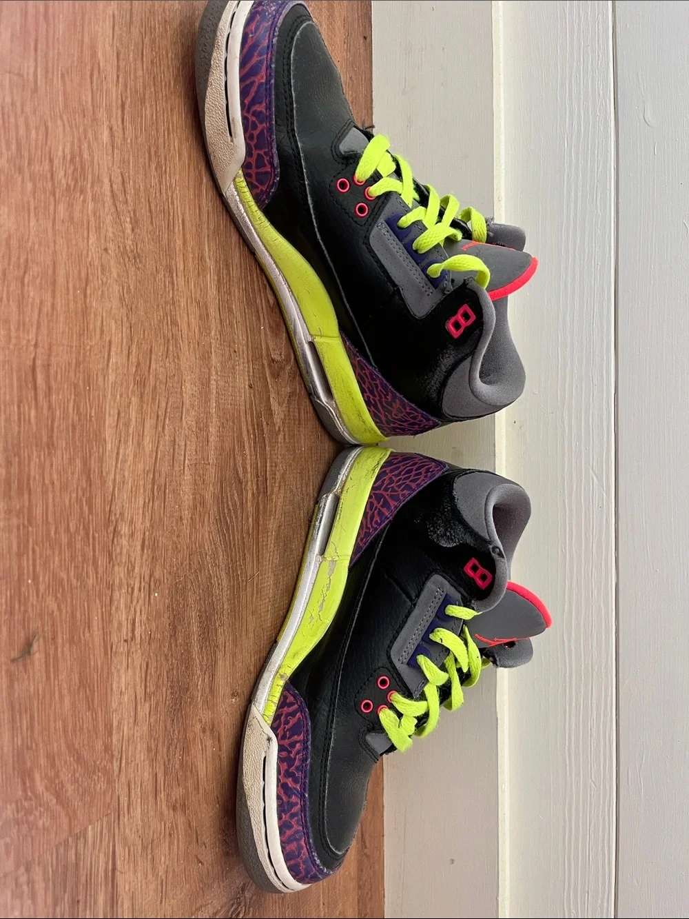 Nike Kids Black Sneakers with Neon Yellow Laces & Pink Accents